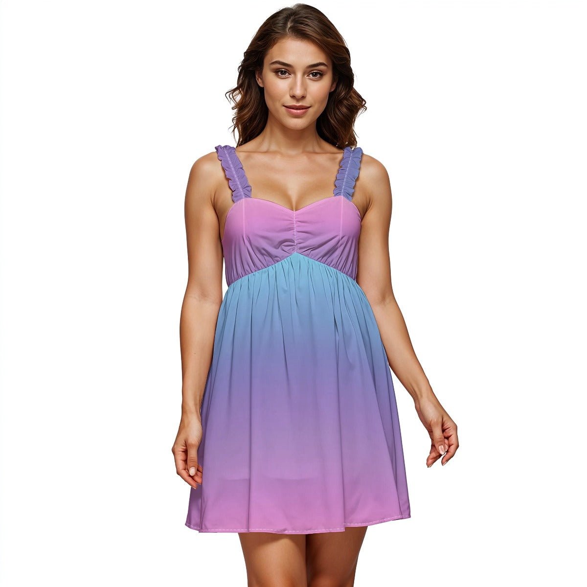 Cotton Candy Chiffon Ruffle Strap Dress