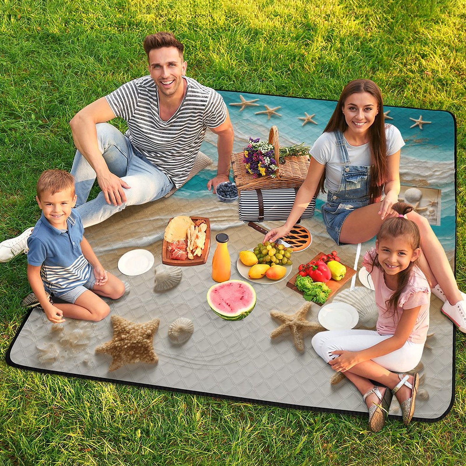 Sand and Sea Massive 2M x 2M Zip Up Picnic Rug
