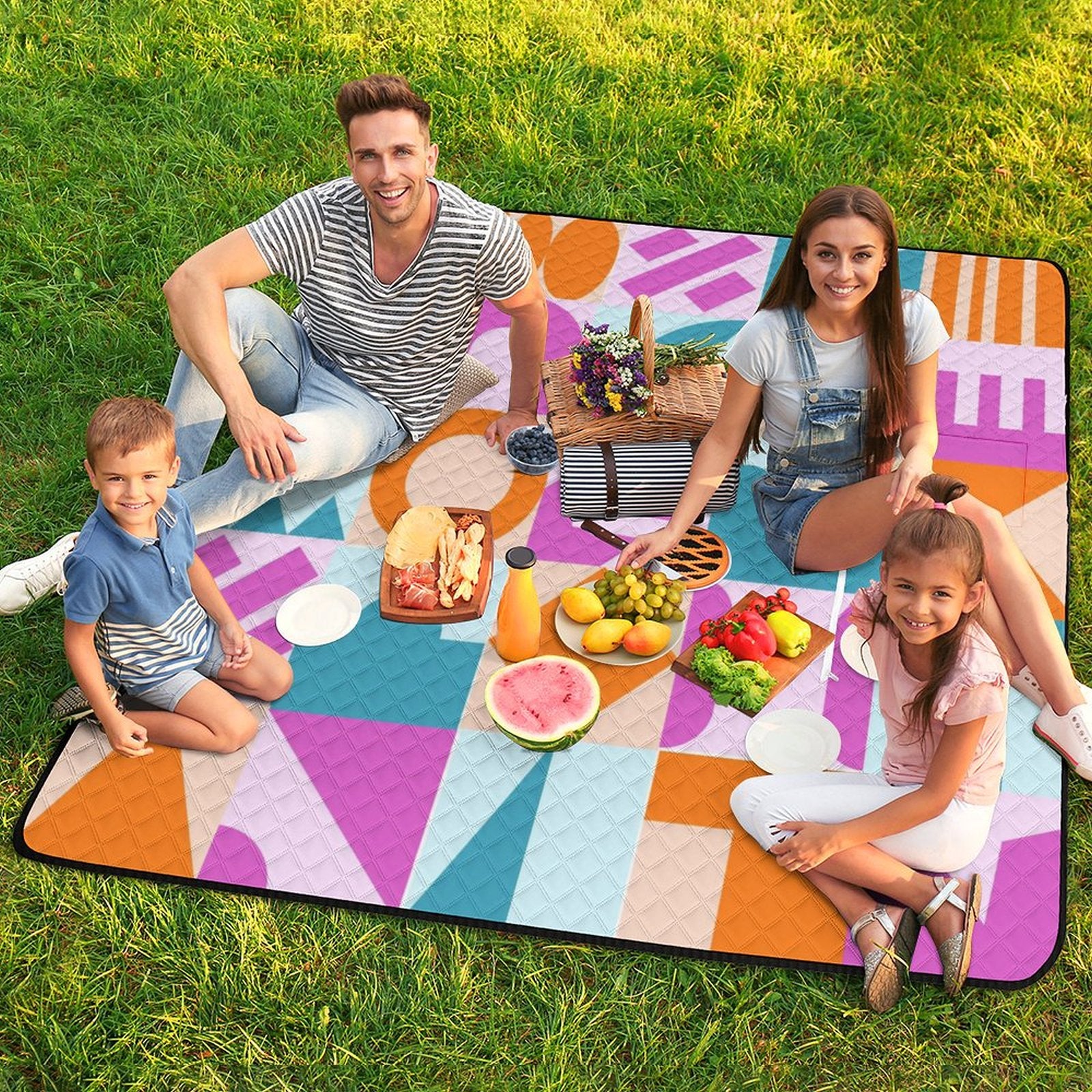 Geo Shapes Massive 2M x 2M Zip Up Picnic Rug