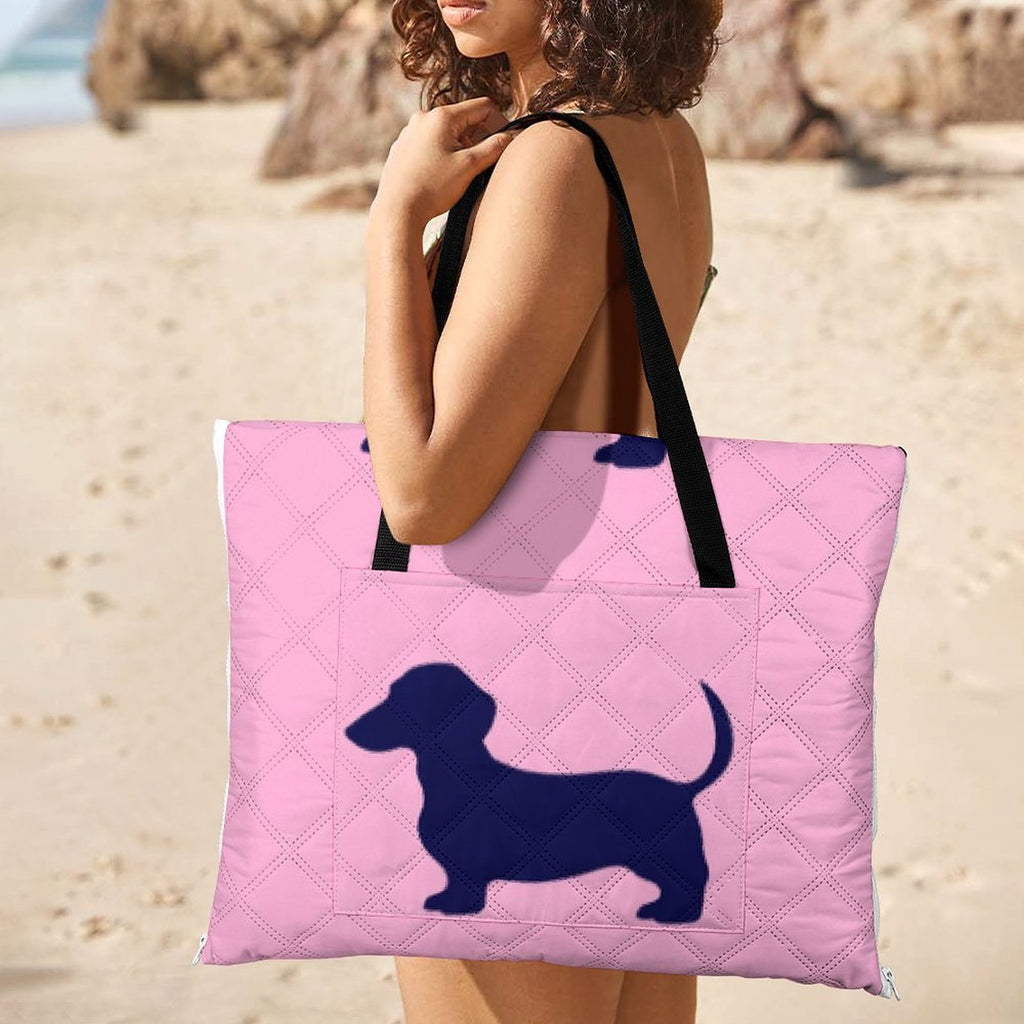 Dachshund Pink/Navy Massive 2M x 2M Zip Up Picnic Rug