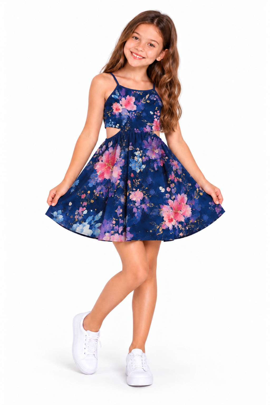 Belle Navy Floral Two Piece Party Effect Dress for Tween Girls | Sutton Sisters Australia