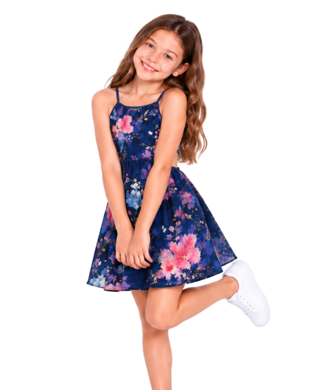 Belle Navy Floral Two Piece Party Effect Dress for Tween Girls | Sutton Sisters Australia