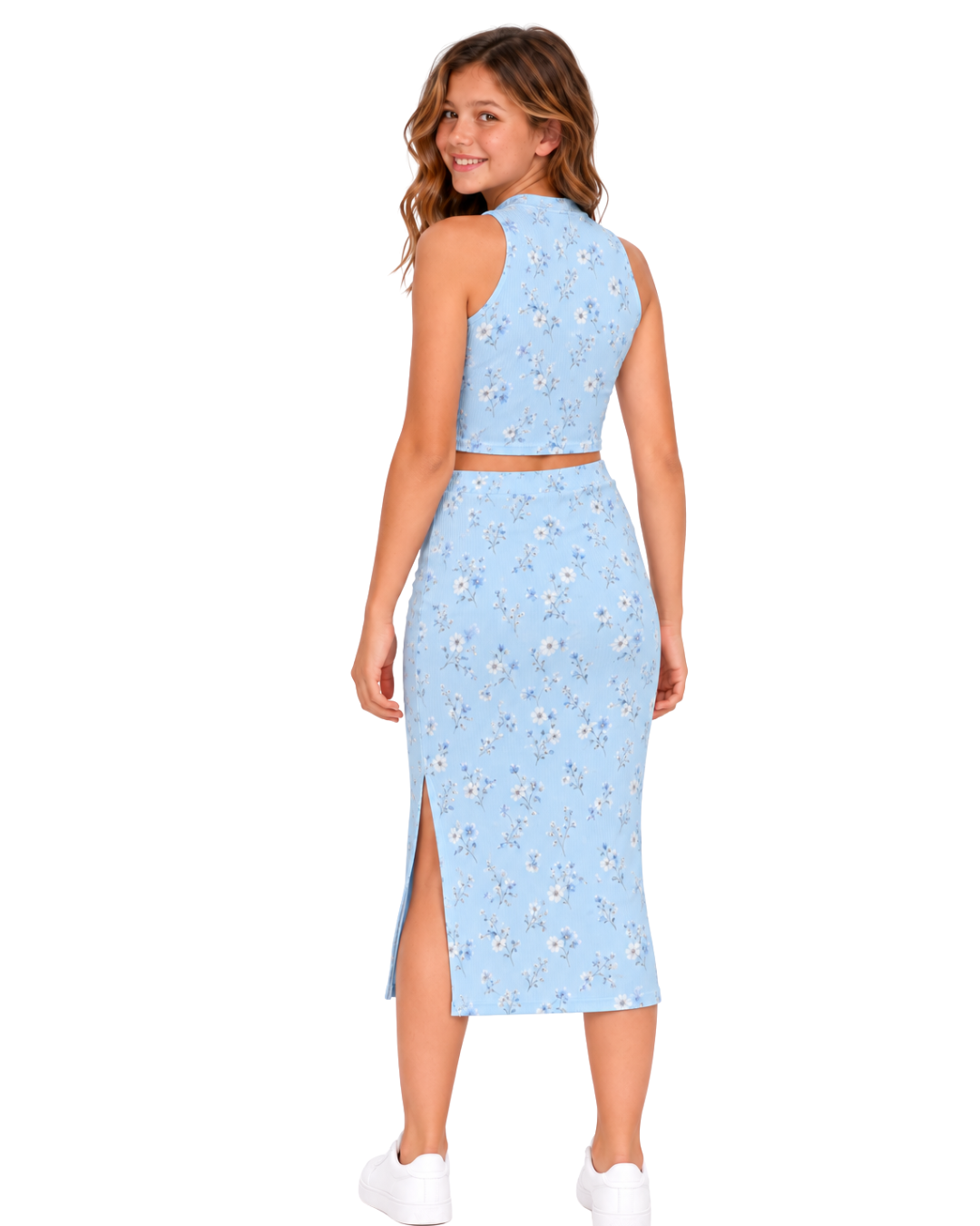 Beth Blue Floral Top & Skirt Set for Tween Girls | Sutton Sisters Australia