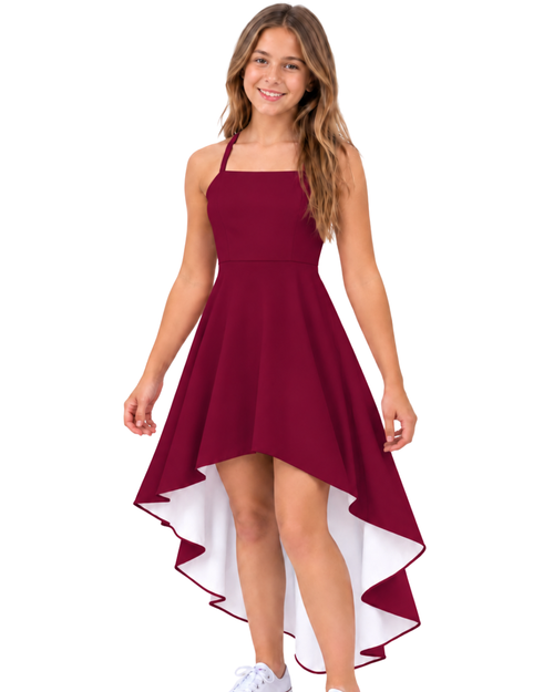 Vivi Burgundy High Low Dress for Tween Girls | Sutton Sisters Australia