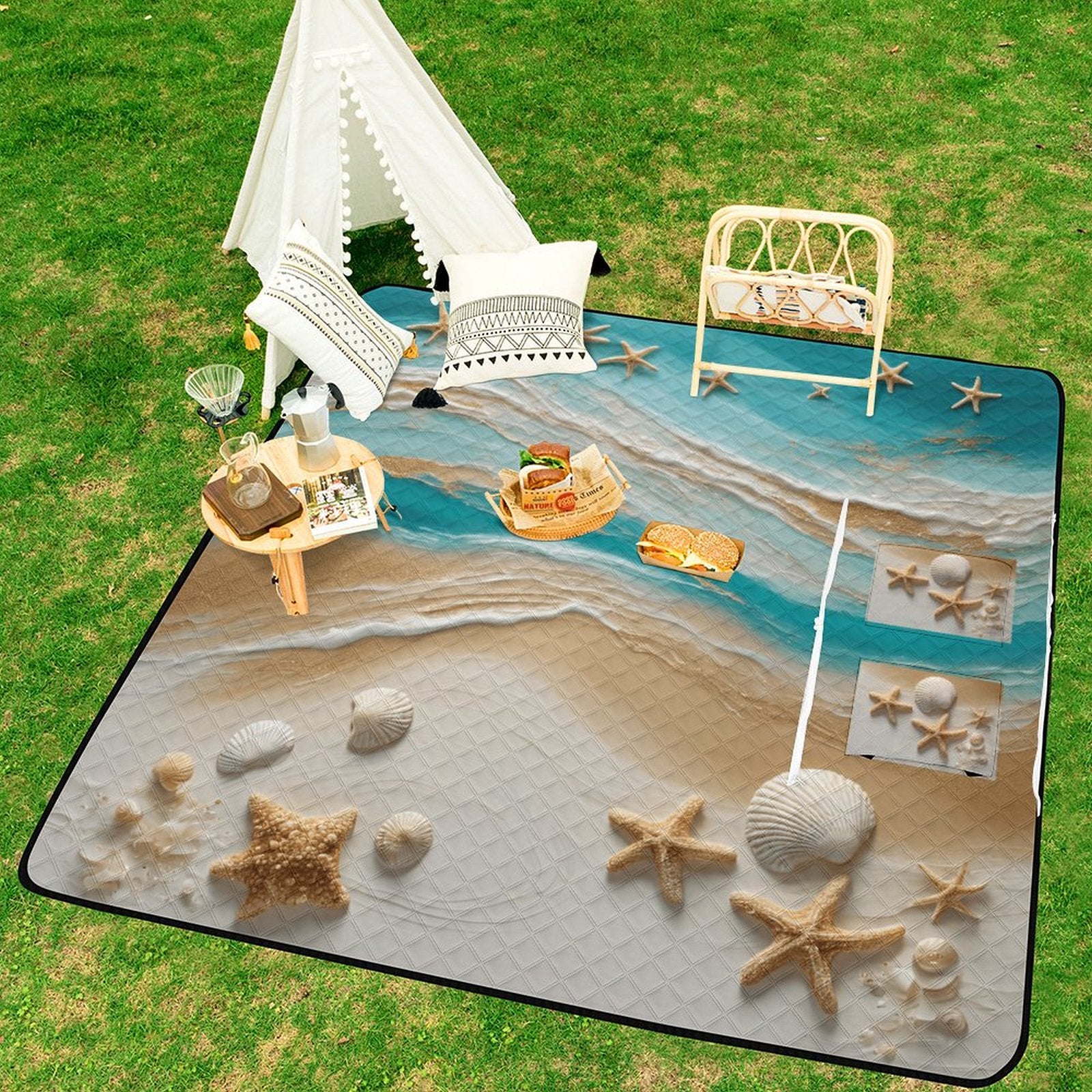 Sand and Sea Massive 2M x 2M Zip Up Picnic Rug