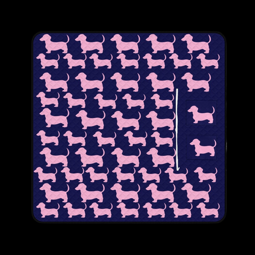 Dachshund Navy/Pink Massive 2M x 2M Zip Up Picnic Rug