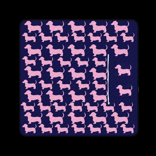 Dachshund Navy/Pink Massive 2M x 2M Zip Up Picnic Rug