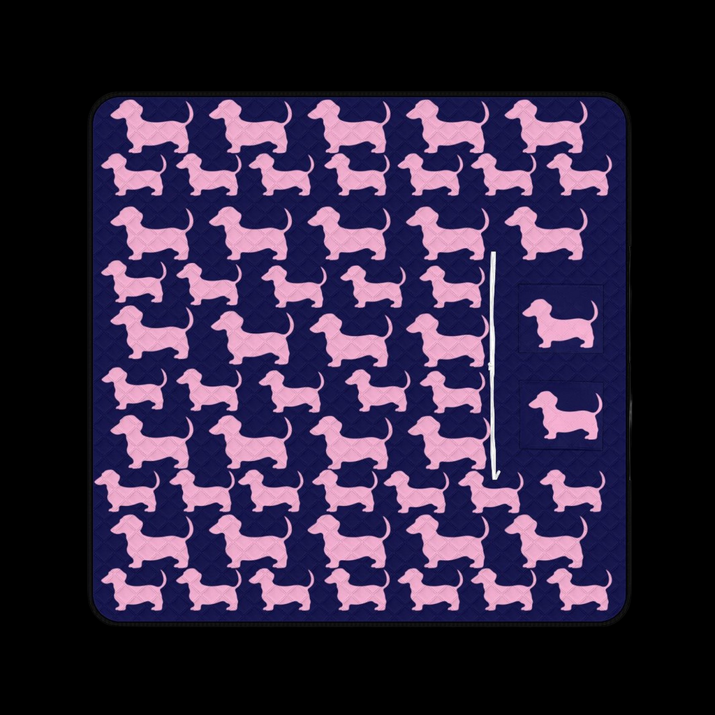 Dachshund Navy/Pink Massive 2M x 2M Zip Up Picnic Rug