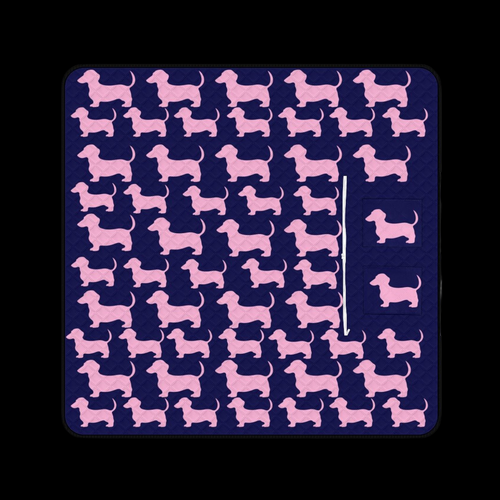 Dachshund Navy/Pink Massive 2M x 2M Zip Up Picnic Rug
