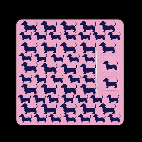 Dachshund Pink/Navy Massive 2M x 2M Zip Up Picnic Rug
